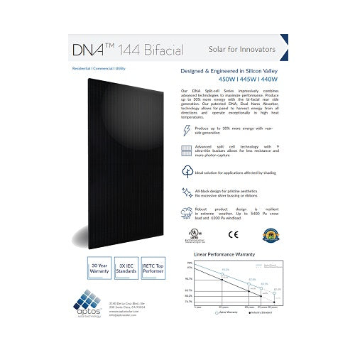 Aptos DNA-144-BF26-440W 440W Black On Black 144 Half-cell Mono Solar Panel