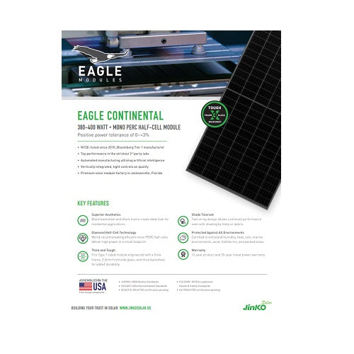 JINKO JKM390M-72HBL-V-D1 390w Black On Black 144 Half-cell Mono Solar Panel