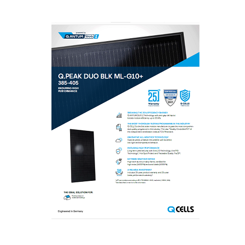 Hanwha Q Cells Q.Peak Duo BLK ML G10+ 400 Black 400W Mono Solar Panel