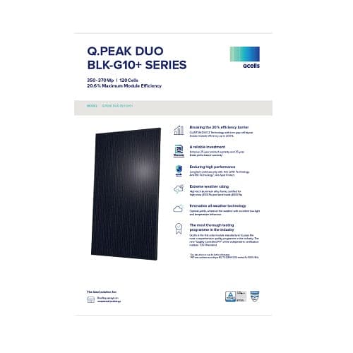 Hanwha Q Cells Q.PEAK DUO BLK-G10+ 365 365W Black On Black 120 Half-Cell Mono Solar Panel