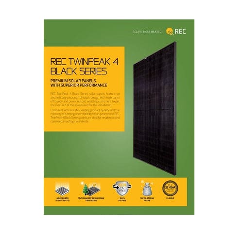 REC Twinpeak 4 REC365TP4 BLACK 365W Black On Black 120 Half-cell Mono Solar Panel