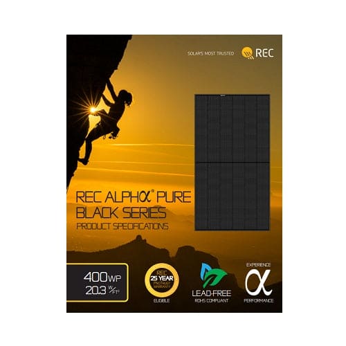 REC Alpha REC390AA PURE 390W Black On Black 132 Half-cell Mono Solar Panel
