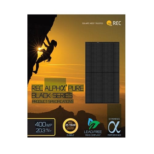 REC Solar Alpha REC395AA Pure 395W Black Solar Panel