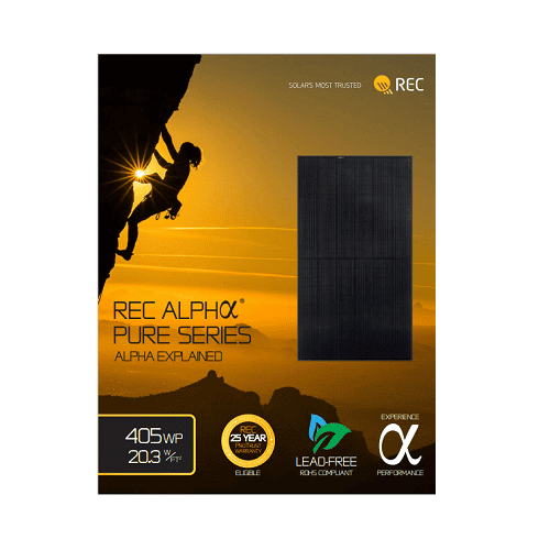 REC Alpha REC405AA PURE 405W Black On Black 132 Half-cell Mono Solar Panel