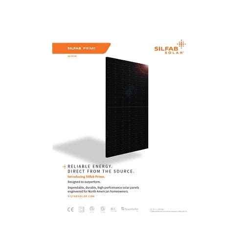 SILFAB 370W 120 Half-Cell Mono BLK/BLK 1000V Solar Panel, SIL-370 HC