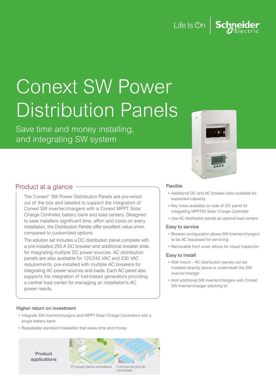Schneider Electric 865-1016 Conext SW DC Power Distribution Panel